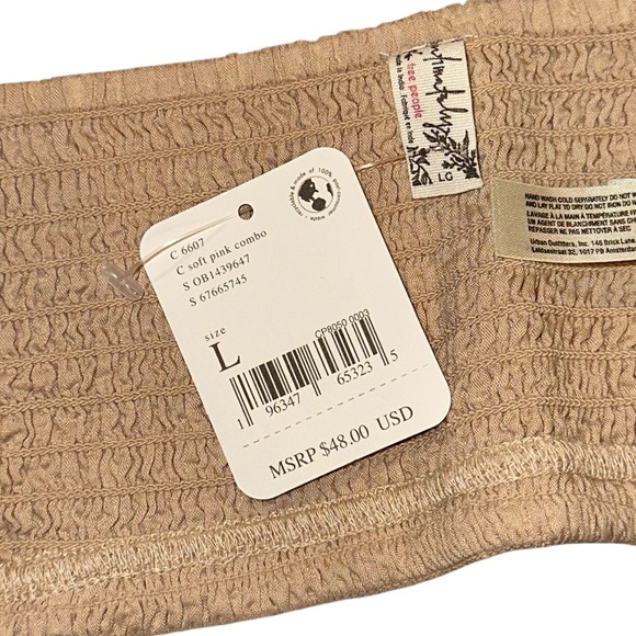 Free People Another Weekend Longline Lace Crochet Cream Tan Purple Bralette L - Picture 7 of 9